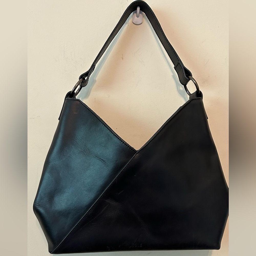 Black Triangle Hobo Bag Boho Shoulder Purse V Shaped Single Strap‎